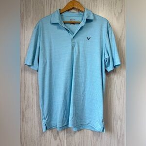 Callaway Men’s Golf Polo Light Blue Striped Size Large EUC